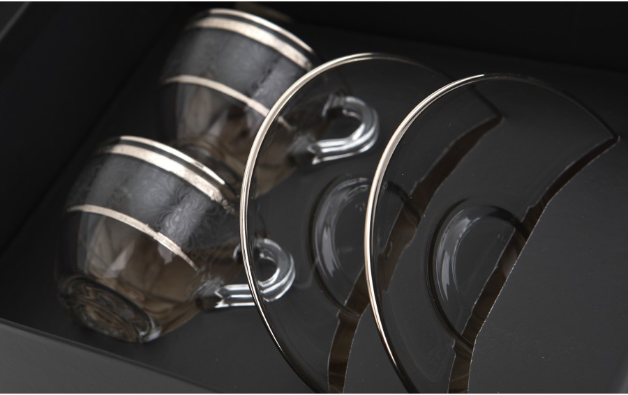 Zestaw 2 filiżanek do espresso 60 ml + spodki Laura