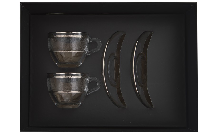 Zestaw 2 filiżanek do espresso 60 ml + spodki Laura