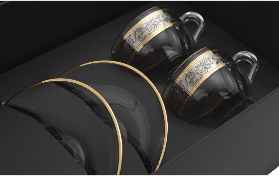Zestaw 2 filiżanek do espresso 60 ml + spodki White Lady