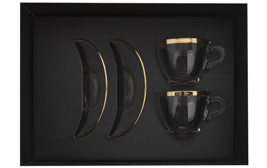 Zestaw 2 filiżanek do espresso 60 ml + spodki Golden Line
