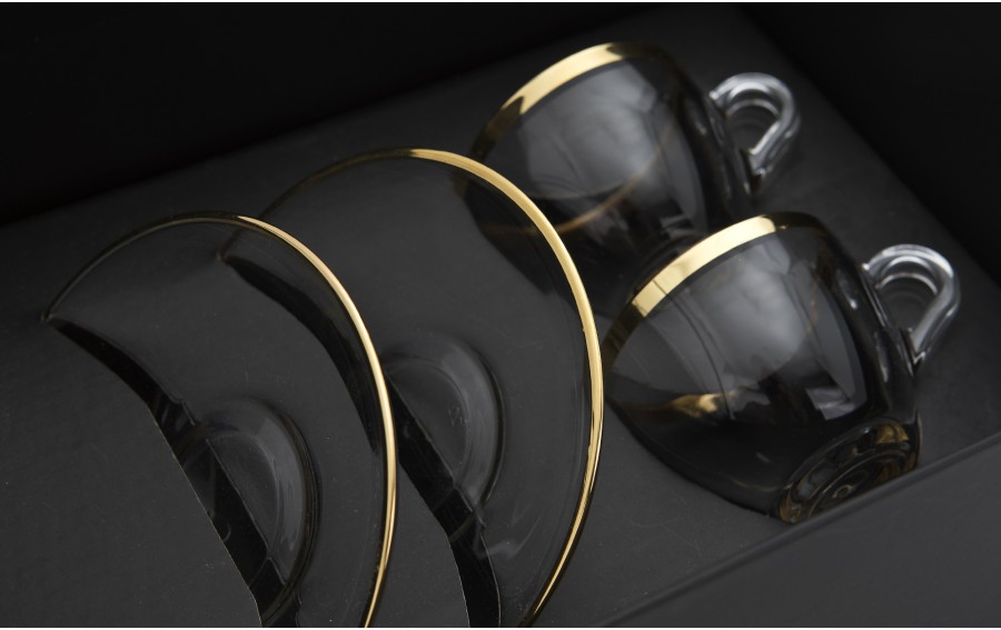 Zestaw 2 filiżanek do espresso 60 ml + spodki Golden Line