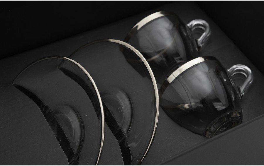 Zestaw 2 filiżanek do espresso 60 ml + spodki Platinium Line