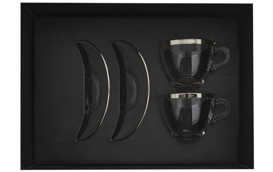 Zestaw 2 filiżanek do espresso 60 ml + spodki Platinium Line