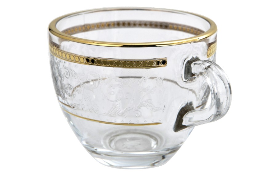 Zestaw 6 filiżanek do espresso 60 ml + spodki Dolce Vita Gold