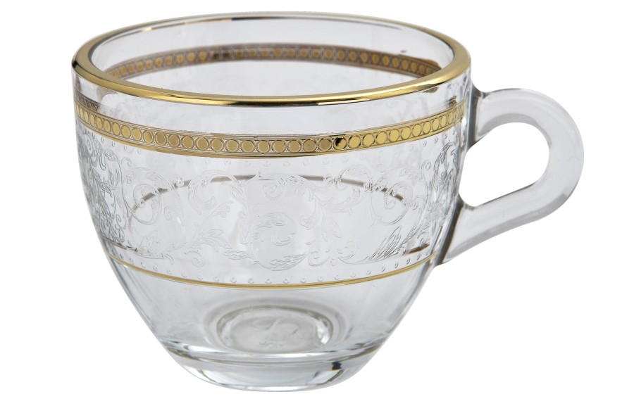 Zestaw 6 filiżanek do espresso 60 ml + spodki Dolce Vita Gold