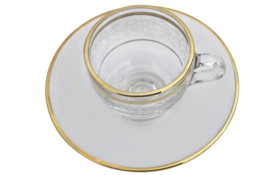 Zestaw 6 filiżanek do espresso 60 ml + spodki Dolce Vita Gold