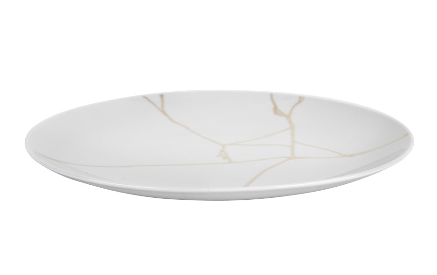 Talerz deserowy 22 cm Tektonika biała