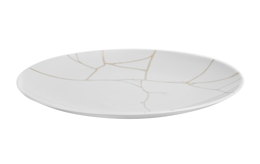 Talerz płytki obiadowy 28cm Tektonika biała