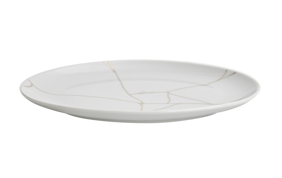 Talerz owalny 22 cm Tektonika biała