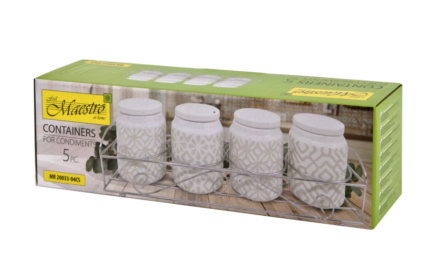 Zestaw 4 pojemników Pattern z podstawą