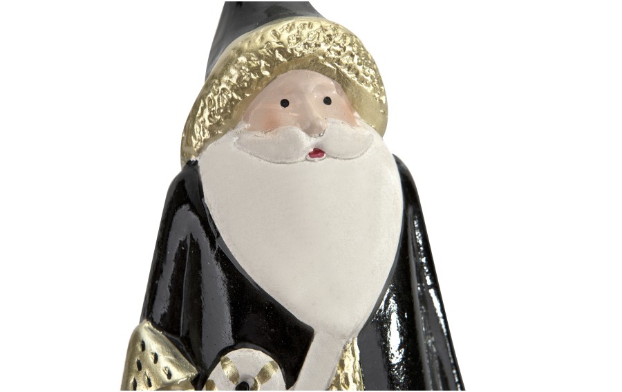 Figurka ozdobna Mikołaj stojący czarno-złoty 30cm