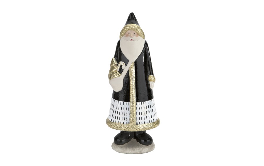 Figurka ozdobna Mikołaj stojący czarno-złoty 30cm