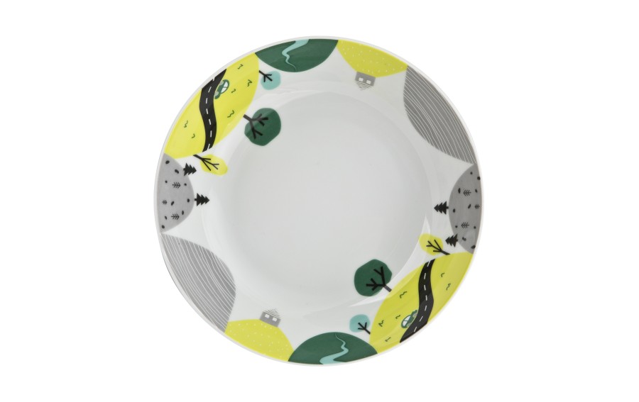 Zestaw naczyń dla dzieci Domek misia zielony porcelanowy