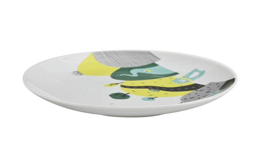 Zestaw naczyń dla dzieci Domek misia zielony porcelanowy