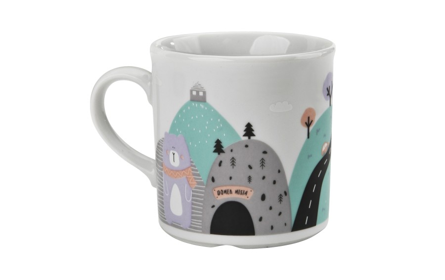 Zestaw naczyń dla dzieci Domek misia fioletowy porcelanowy