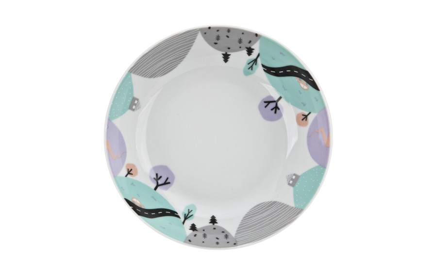 Zestaw naczyń dla dzieci Domek misia fioletowy porcelanowy