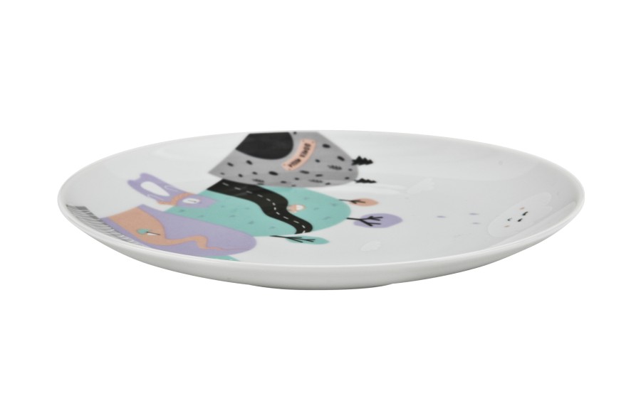 Zestaw naczyń dla dzieci Domek misia fioletowy porcelanowy