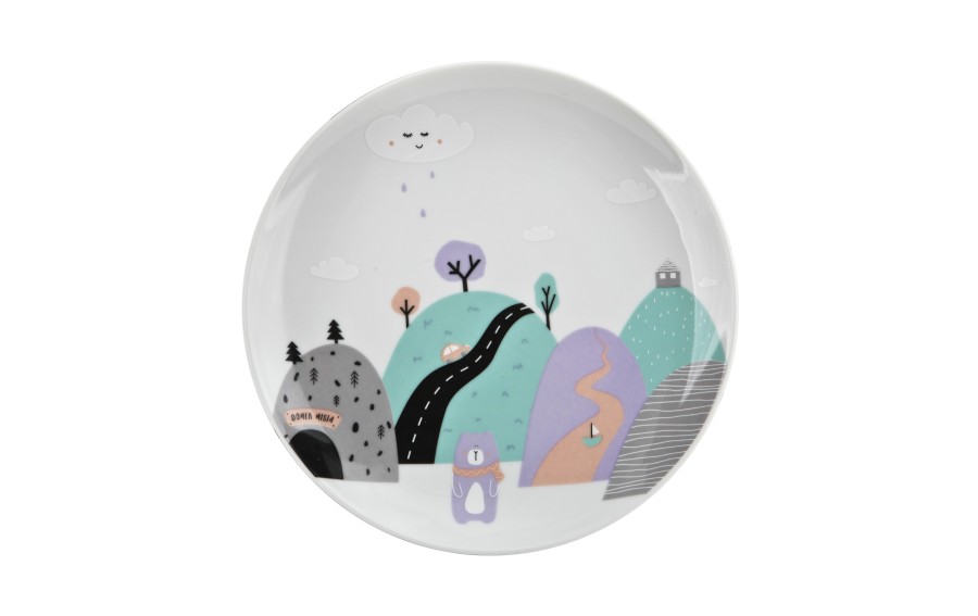 Zestaw naczyń dla dzieci Domek misia fioletowy porcelanowy