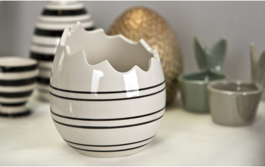 Ozdoba ceramiczna osłonka skorupka jajka w paski