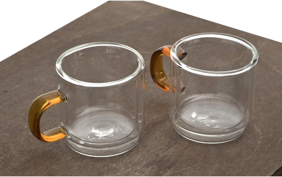 Komplet 2 szklanek termicznych do espresso z podwójną ścianką 80 ml Amber