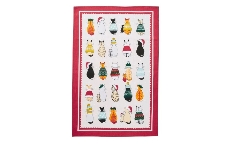 Ściereczka kuchenna 48x74 cm Xmas Cats in waiting 028CCAW