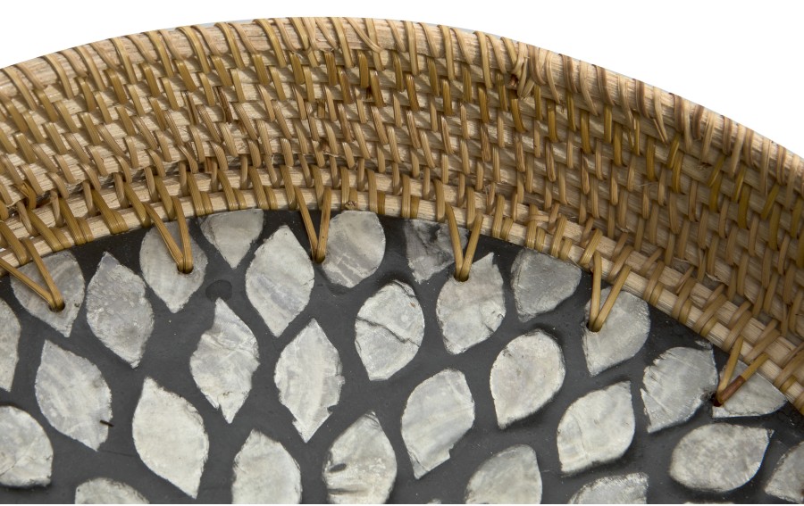 Taca dekoracyjna rattanowa 30cm Natural czarna okragła