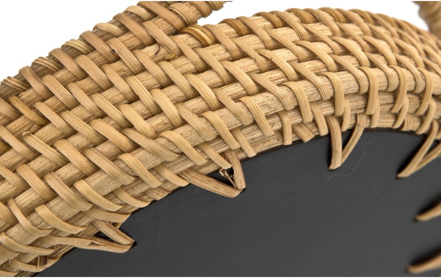 Taca dekoracyjna rattanowa 35,5x26x4cm Natural turkusowa owalna