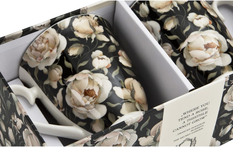 Zestaw 2 kubków 300 ml Retro English Roses Black