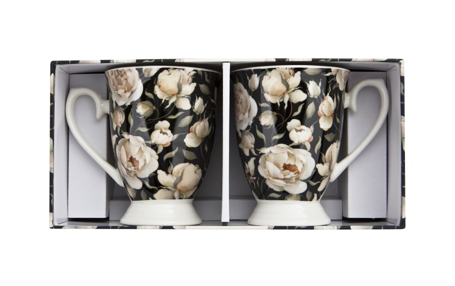 Zestaw 2 kubków 300 ml Retro English Roses Black