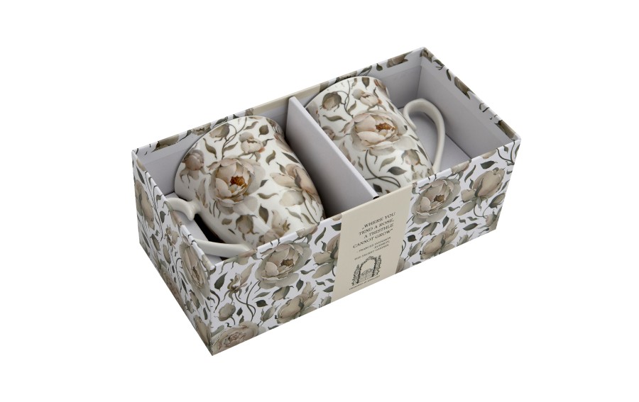 Zestaw 2 kubków 300 ml Retro English Roses White