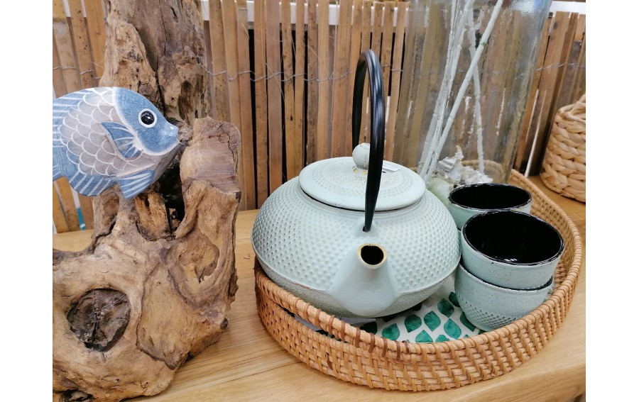 Żeliwny zestaw do parzenia herbaty w stylu Japanese miętowy
