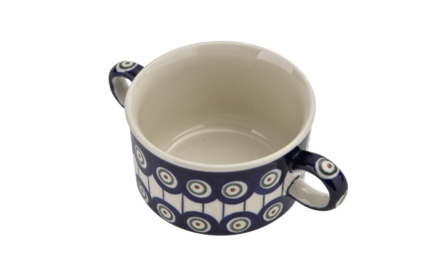 Bulionówka 260 ml + spodek Bolesławiec Kropki 8