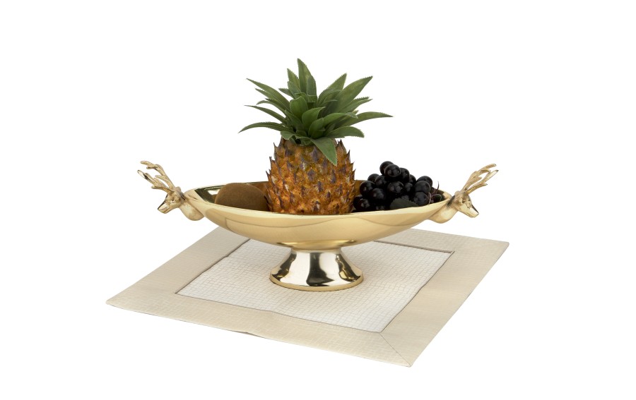 Patera dekoracyjna z Reniferami złota metalowa 34 cm