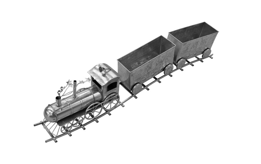 Pociąg dekoracyjny metalowy 140 cm lokomotywa i 2 wagony