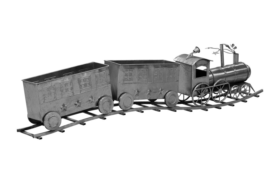Pociąg dekoracyjny metalowy 140 cm lokomotywa i 2 wagony