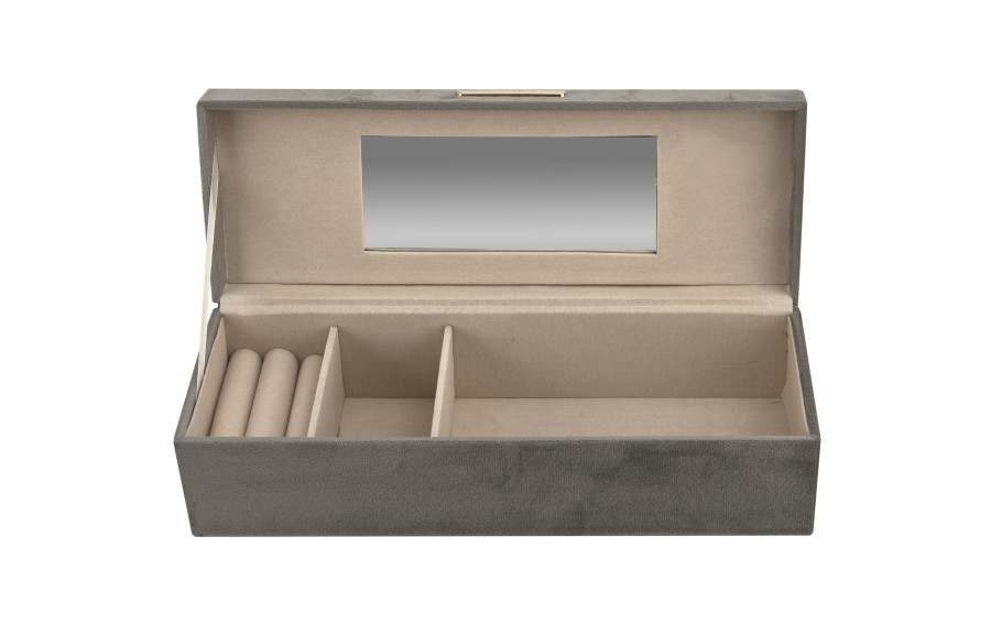 Szkatułka na biżuterię z lusterkiem 28x10x8cm szara