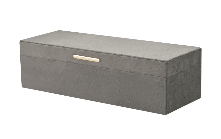 Szkatułka na biżuterię z lusterkiem 28x10x8cm szara