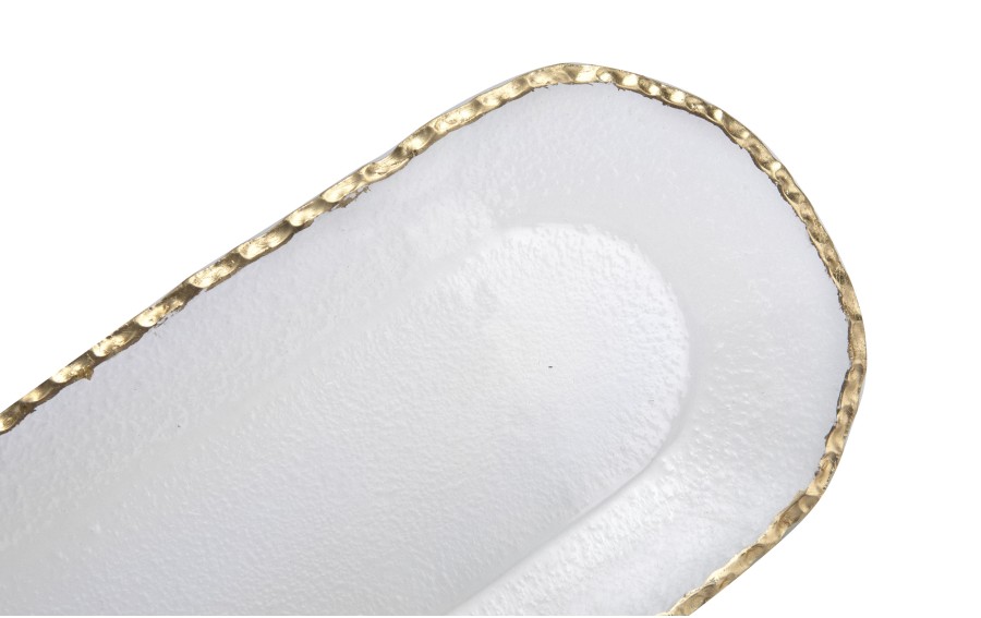 Patera szklana złoty rant 43 x 15,5 x 2,5cm