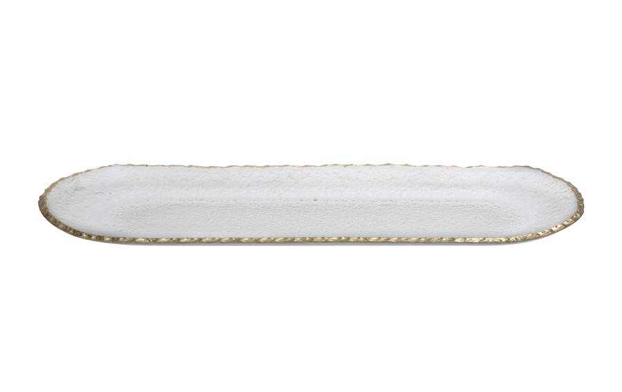 Patera szklana złoty rant 43 x 15,5 x 2,5cm