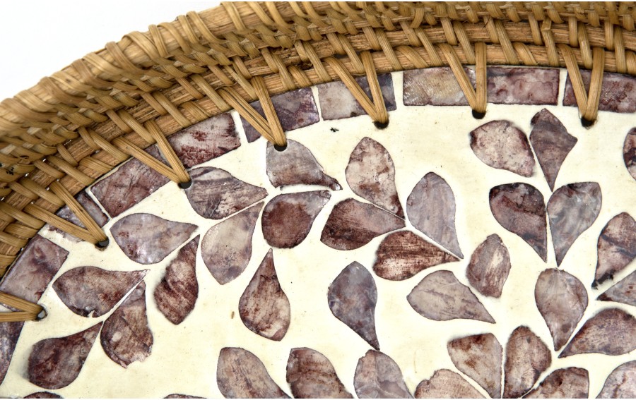 Taca dekoracyjna rattanowa 35,5x22x3cm Natural brązowa owalna