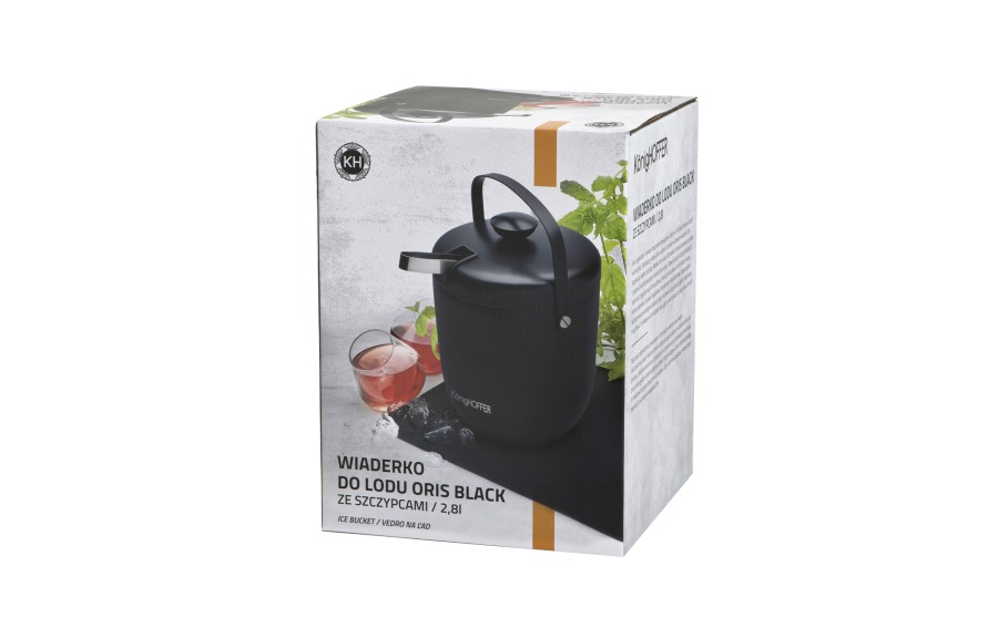 Wiaderko do lodu ze szczypcami Oris 2,8 l czarne