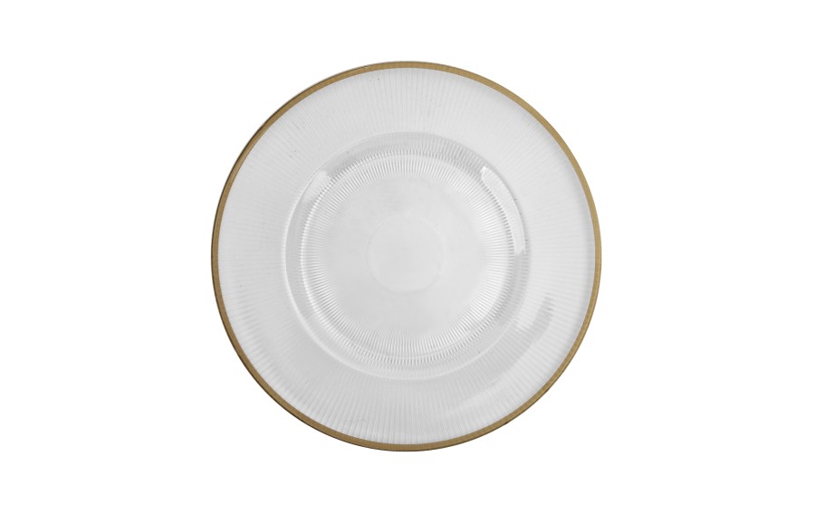 Talerz dekoracyjny plastikowy 33 cm złoty pasek