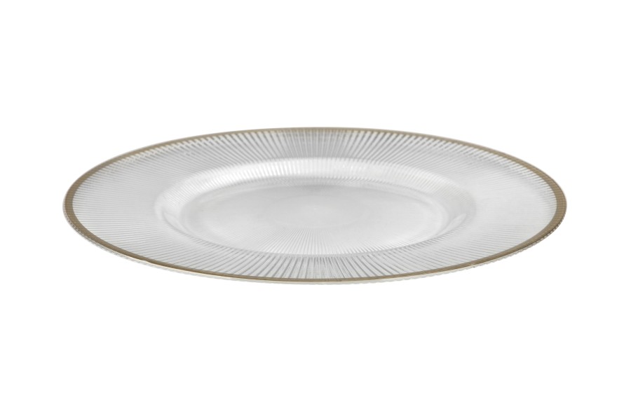 Talerz dekoracyjny plastikowy 33 cm złoty pasek