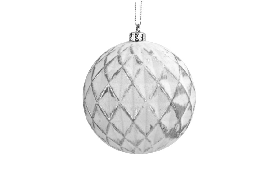 Komplet bombek 6 szt. biało-srebrny 10 cm 156709