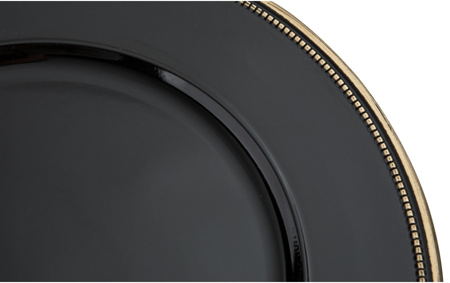 Talerz dekoracyjny plastikowy 33 cm złoty rant 160469