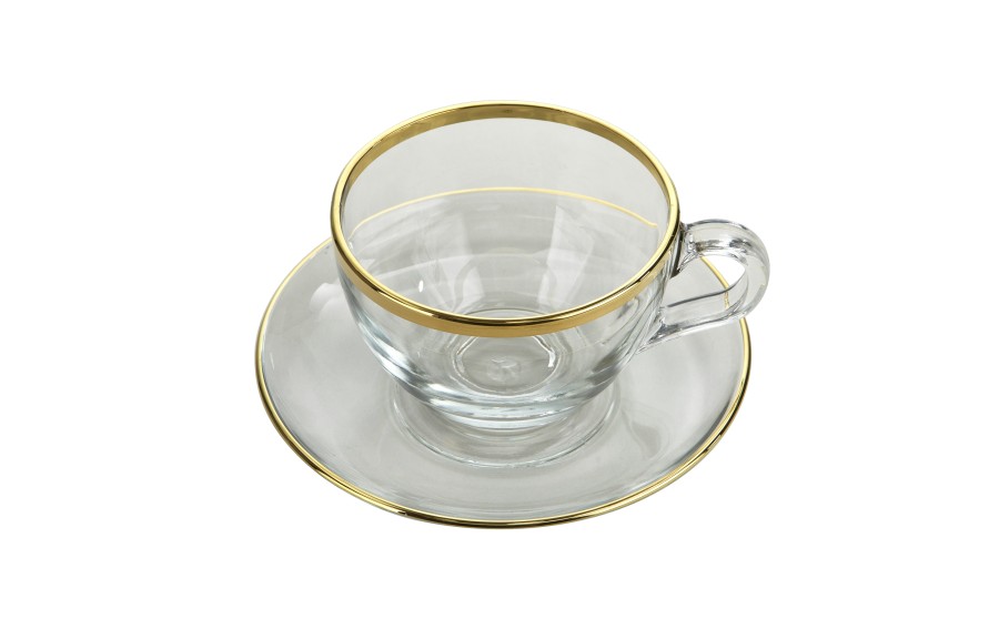 Komplet 2 filiżanek do cappuccino ze spodkami Golden Line