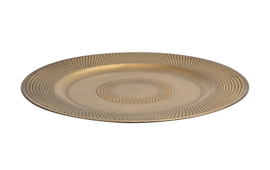 Talerz dekoracyjny plastikowy 33 cm złoty kulki AP162795