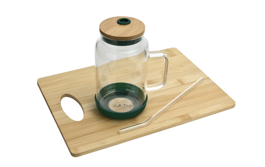 Słoik ze słomką 600 ml Fuori zielony