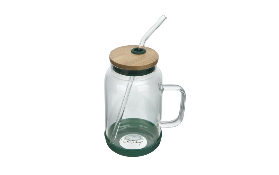 Słoik ze słomką 600 ml Fuori zielony