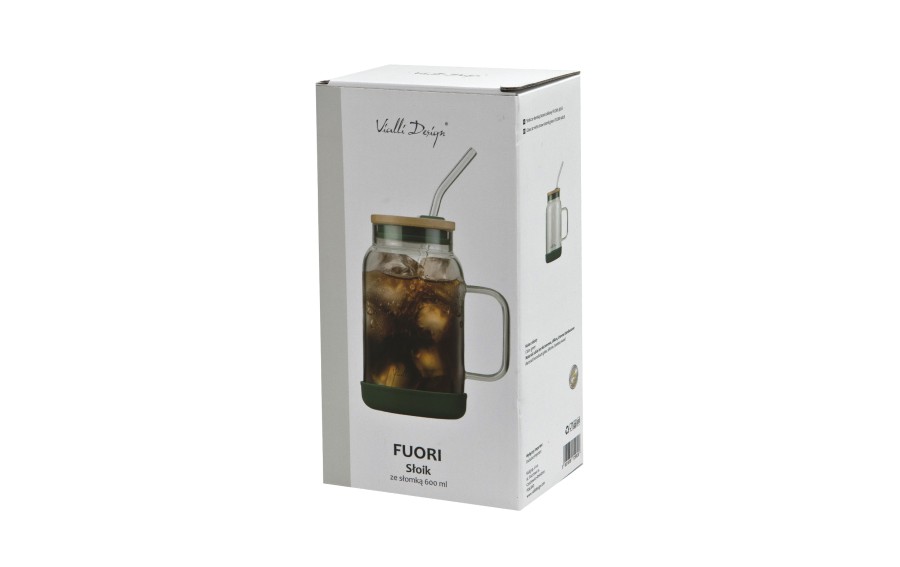 Słoik ze słomką 600 ml Fuori zielony